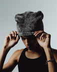 BONNET FOURRURE SATIN - GRIS