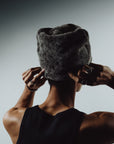 BONNET FOURRURE SATIN - GRIS
